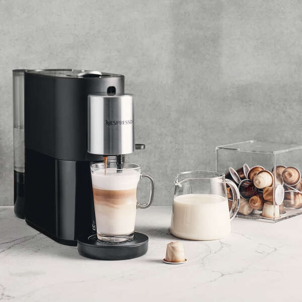 KRUPS XN8908 Nespresso Atelier Kapselmaschine mit Milchaufschäumer Schwarz/Silber